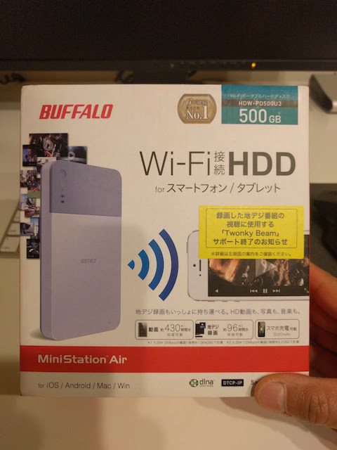 BUFFALO ミニステーション エア Wi-Fi接続ポータブルHDD 500GB HDW-PD500U3